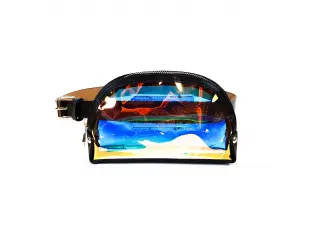 Черен колан от еко кожа с прозрачна чантичка - Emily