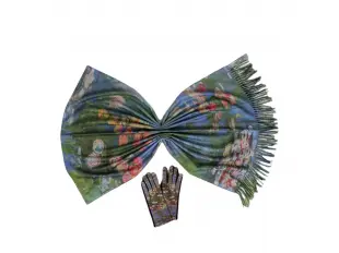 Двулицев дамски шал и ръкавици - Клод Моне - Водни лилии