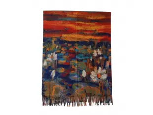 Двулицев дамски шал и ръкавици - Клод Моне - Водни лилии ver2