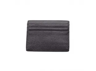 Черен картодържач от естествена кожа