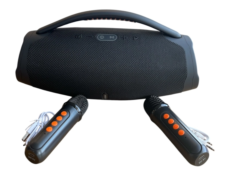 Голяма портативна мощна блутут колона Booms Box 3 RGB с 2 микрофона Голяма портативна мощна блутут колона Booms Box 3 RGB с 2 микрофона - Boomsbox 1531-black-mic