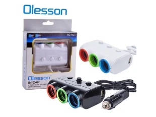 Разклонител за запалка Olesson 1523 с 3 гнезда + 2 USB