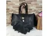 Черна дамска чанта - листо