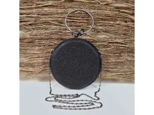 Блестяща черна кръгла чанта - Kalia