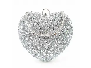 Блестяща сребърна чанта - сърце