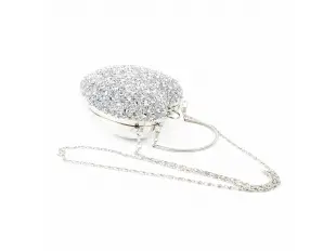 Блестяща сребърна чанта - сърце