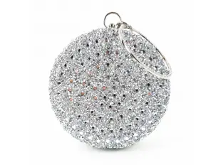 Блестяща сребърна кръгла чанта Блестяща сребърна кръгла чанта