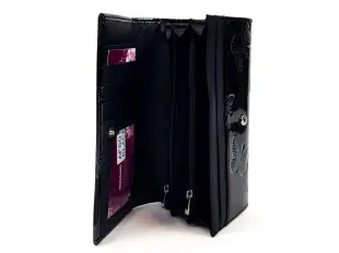 Черно лакирано портмоне - пеперуди