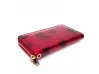 Червено лакирано портмоне с цип - пеперуди