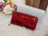 Червено лакирано портмоне с цип - пеперуди