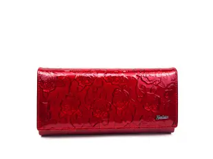 Червено портмоне лак - рози
