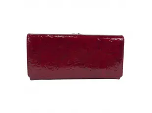 Червено портмоне лак с щипка - рози