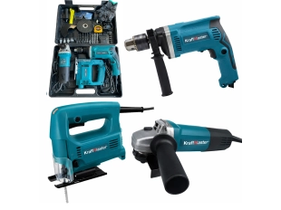 3в1 Комплект Ъглошлайф, Бормашина и Зеге KraftMaster с инструменти 