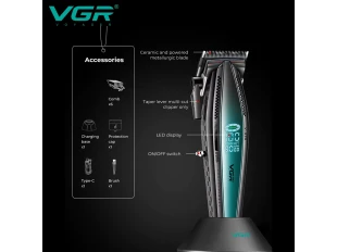 Машинка за подстригване VGR V-270 със стойка за зареждане (Зелен)