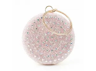 Блестяща розова кръгла чанта