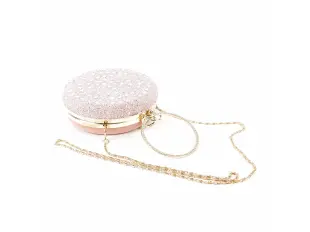 Блестяща розова кръгла чанта