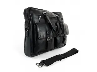 Голяма мъжка чанта от еко кожа в черен цвят