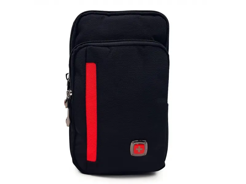 Мъжка тънка чанта здрава материя с червено Мъжка тънка чанта здрава материя с червено