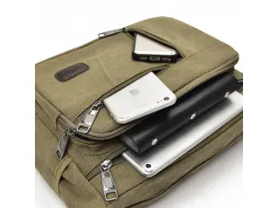 Зелена здрава мъжка чанта - брезент