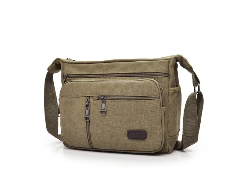 Зелена здрава мъжка чанта - брезент Зелена здрава мъжка чанта - брезент