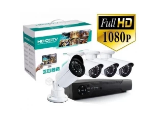 Комплект 4 камери за вътрешно/външно видеонаблюдение FULL HD AHD + DVR  с интернет връзка CCTV