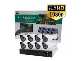 Комплект 8 камери за вътрешно/външно видеонаблюдение FULL HD AHD 4 + DVR - интернет връзка CCTV