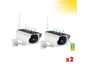 Комплект 2бр. Водоустойчива Wifi соларна безкабелна камера FullHD