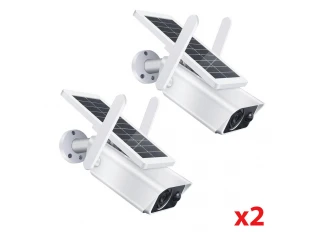Комплект 2бр. Водоустойчива Wifi соларна безкабелна камера FullHD