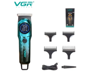 Професионален тример за коса и брада с дисплей VGR V-966 - Зелен