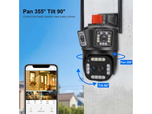 Тройна Smart WiFi IP камера 12MP с двойна леща и 10× zoom iCSee 