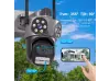Тройна външна въртяща WiFi AI камера 10MP с три обектива, ICSee, Черна