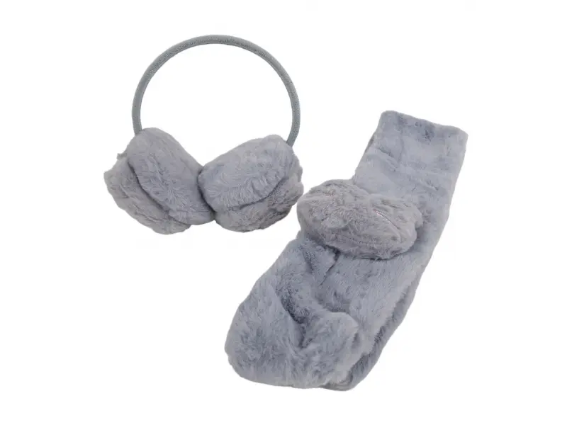 Сиви ушанки с шал - Bella Сиви ушанки с шал - Bella