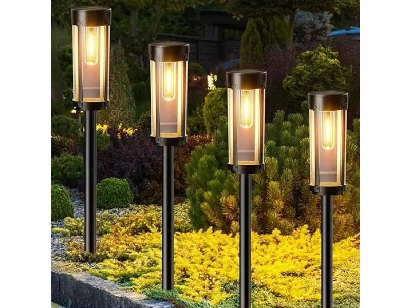 Градинска соларна лампа XF-2902 с топла светлина 3000K, черни - Leadleds 1422-4