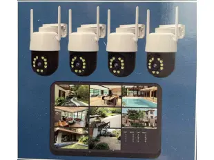 Безжичен комплект 4 въртящи AI камери 12mpx LYLU с 10.1 инча NVR LCD монитор 