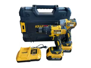 Комплект акумулаторен безчетков импакт и винтоверт 36V 8Ah KraftRoyal - Жълт